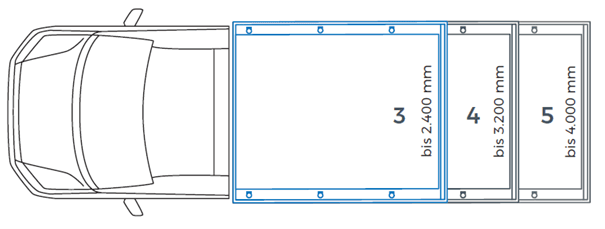Rysunek uchwytów mocujących – 3 uchwyty na stronę dla długości 2400 mm